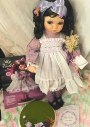 18" 1991 SWEETEST SHY VIOLET PORCELAIN DOLL, ORIGINAL OUTFIT, STAND, CERTIFICATE choice of 3